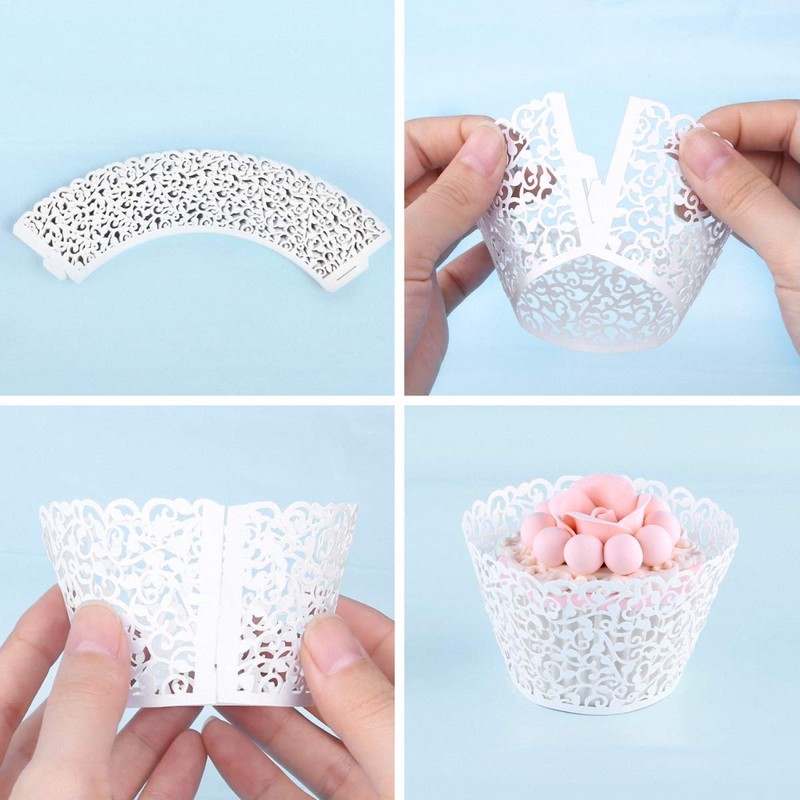 Longsing Wedding Cupcake Decorations - Pack of 50 White Disposable
