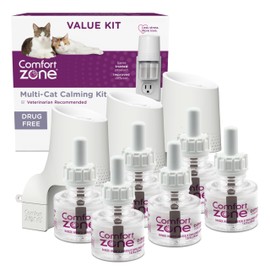 COMFORT ZONE Value Kit; 3 Multicat Diffusers & 6 Refills; Cat Calming Pheromone; Reduce Stress, Aggression, Fighting, Urine Marking, Scratching