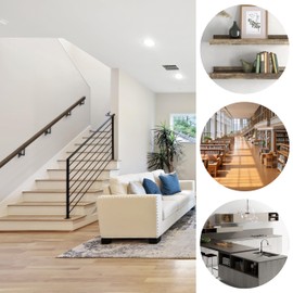 Onedaful Cuzofu 5 x 304 Stainless Swivel Handrail Brackets for Staircase , Adjustable Square Stair Railing Brackets （Dark Black）