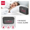 RC551 Digital Clock Radio, Black; Dual Wake Alarm, Sleep Timer,