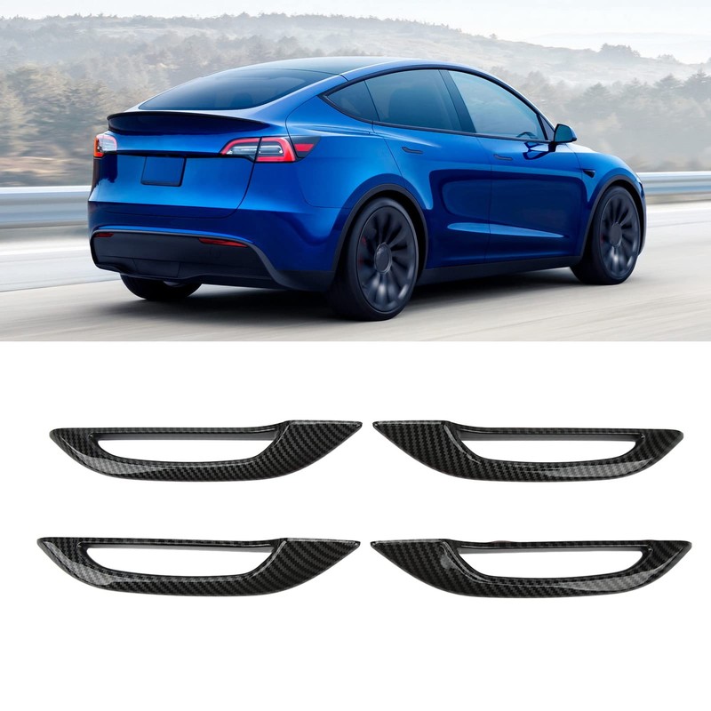 Door Handle Protector Cover Carbon Fiber Style ABS 4pcs Car