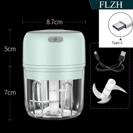 Electric Mini Food Chopper, Wireless Portable Enhanced Power 3 blades Slicer, 250ml Blender Mini Garlic Press Chopper for Garlic, Vegetable, Fruit, Onions, Meat, Salad, Etc IP68 Waterproof