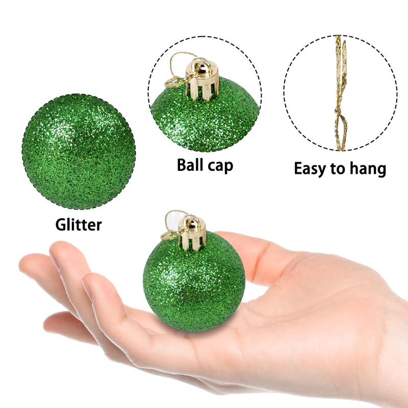 24 PCS 1.5 Inch Halloween Glitter Hanging Balls Colored Shatterproof