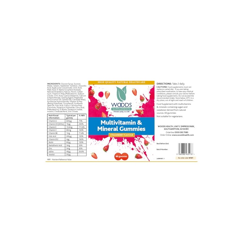 Multivitamin & Mineral (240 Gummies) 12 Essential Vitamins & Minerals