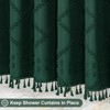 Craidlela Boho Dark Green Woven Fabric Shower Curtain with Tassel