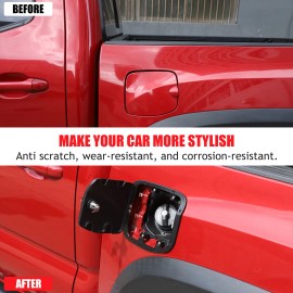 car-attention Alloy Fuel Filler Door Cover Gas Tank Cap W/ Lock Key For Toyota Tacoma 2016-23