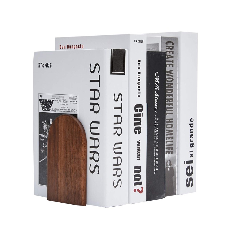 Pandapark Wood Bookends,Non-Skid Bookend for Shelves,Heavy Duty Bookends,Book Stand for