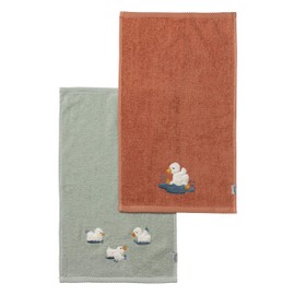 Sterntaler Pack of 2 Children's Hand Towels Made of Plain Terry Cloth and Appliqué Duck Edda Lou