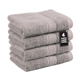 LANE LINEN Hand Towels for Bathroom - Premuin 100% Cotton Guest Towels, Soft & Absorbent Small Hand Towels Set of 4 (16" x 28") - Platinum