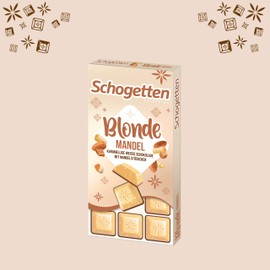 Schogetten Schogetten Blonde Mandel I karamellige weiße Schokolade mit Mandelstücken I 100 g Schokoladentafel I praktisch einzeln portioniert