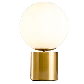 SOTTAE 11 Inch Modern Gold Globe Table Lamp,Vintage Mid Century Round Table Lamp with White Glass Shade Metal Base for Bedroom Bedside Lamp Living Room End Table