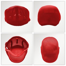 HIQIU Unisex Peaked Cap Beret Hat Men's Breathable Mesh Flat Cap Men's Summer Gatsby Newsboy Beret Cap Flat Cap Men's Summer Hat Sports Hat Adjustable 55 cm - 60 cm, red