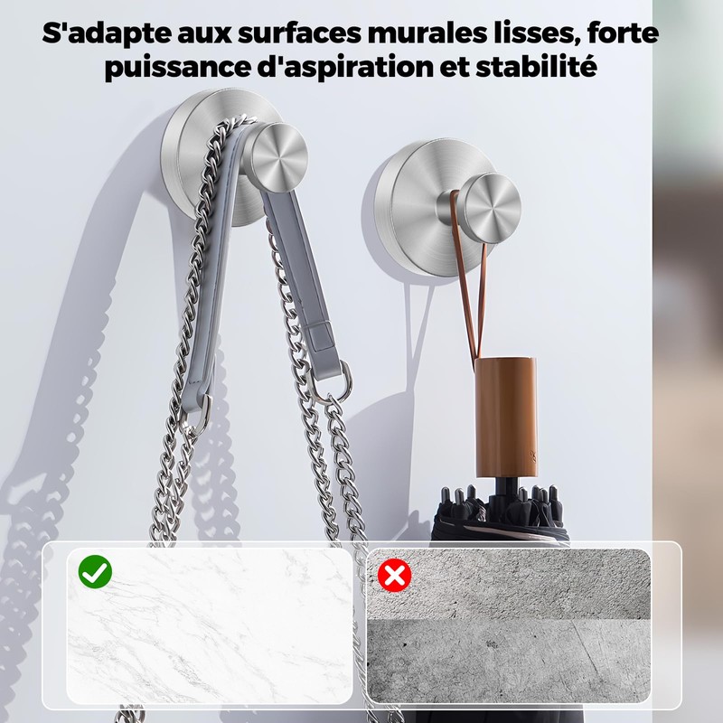 Pack of 4 Towel Rails No Drilling Suction Cup Hooks