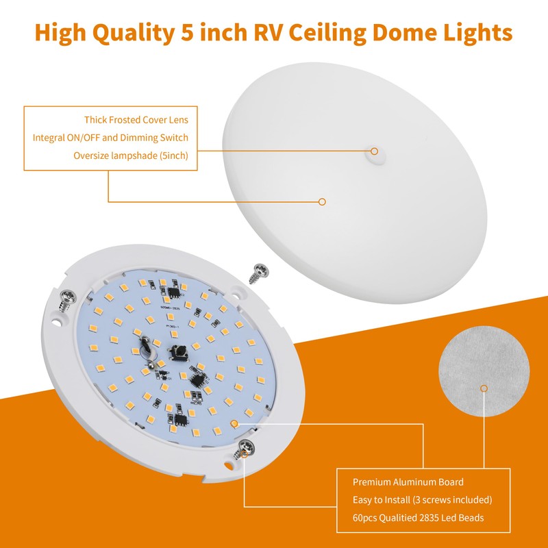 RVZONE RV Lights Interior, 5 Inch RV LED Ceiling Puck