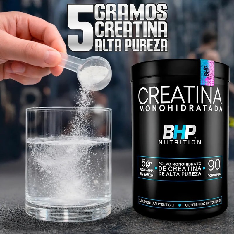 Creatina Monohidratada BHP Nutrition de 450g para Rendimiento Deportivo