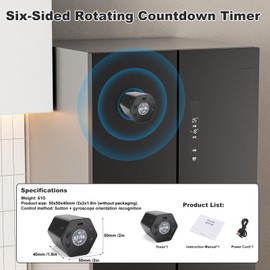 MEKOTRIN Pomodoro Productivity Timer Cube, Flip Clock, Pause & Resume, Magnetic Adjustable Sound Alert, for Working Studying Office Task, 3/5/10/15/25/30min & Custom Countdown (Gray)