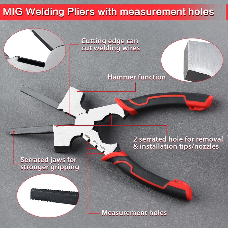 LEONTOOL Professional MIG Welding Pliers with Measurement Holes, 7-in-1 Multi-Function