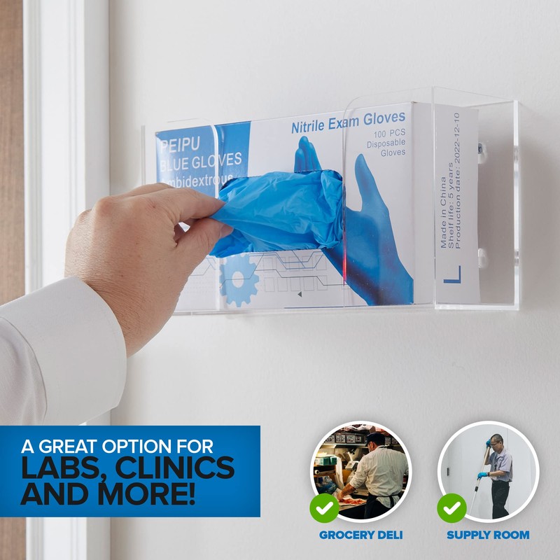 Stock Your Home Acrylic Single Gloves Dispenser, Tissue Box Shelf,