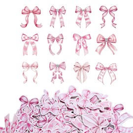 BOXOB 240pcs Pink Bow Confetti, Coquette Pink Bow Birthday Decorations She's Tying The Knot Party Decor for Girls Bridal Shower Wedding Photo Props Supplies