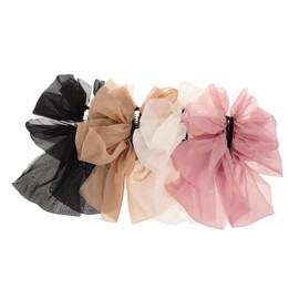FOMIYES 4pcs Vintage Hair Bows Banana Clips for Women French Style Barrettes Aesthetic Accessories for High Ponytails Comfortable Strong Grip for Everyday Hairstyles