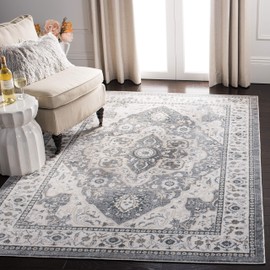 SAFAVIEH Isabella Collection ISA936F Oriental Non-Shedding Living Room Bedroom Accent Area Rug, 4' x 6', Grey / Cream
