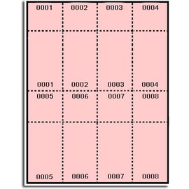 400 Label Outfitters Pink Pre Numbered Raffle and Event Tickets - Laser and Inkjet Printable, 50 Sheets, 8 Numbered Tickets and Stubs per Sheet