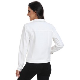 Anienaya Women's Stretch Denim Jacket Long Sleeve Basic Trendy Button Up Trucker Jean Jackets