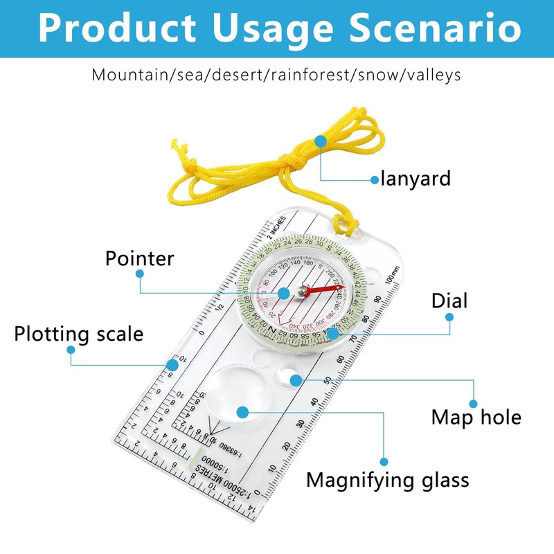Orienteering Compass Outdoor Camping Compass - Hiking Backpacking Compass Advanced