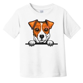 Jack Russell Terrier Dog Breed Popping Up Cute Infant Toddler T-Shirt, 18 Months White