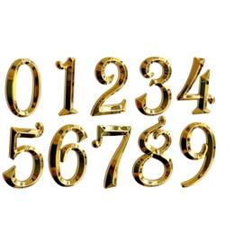 HopeWan 3D Mailbox Number Stickers, 2.8" Gold Front Door Numbers for Outside, Self Stick Address Sign Number for Hotel Office Room, Reflective.(Gold,Pack of 1 Set)