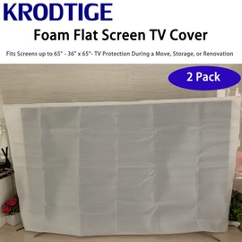 2 Pack Foam Flat TV Cover - Fits Up to 36"H x 65"W Flat Screen TV (Up to 65") - Protection During Storage, Move, or Home Renovation
