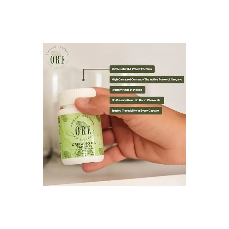 Ore Cápsulas Aceite De Orégano 80 Carvacrol 65ct