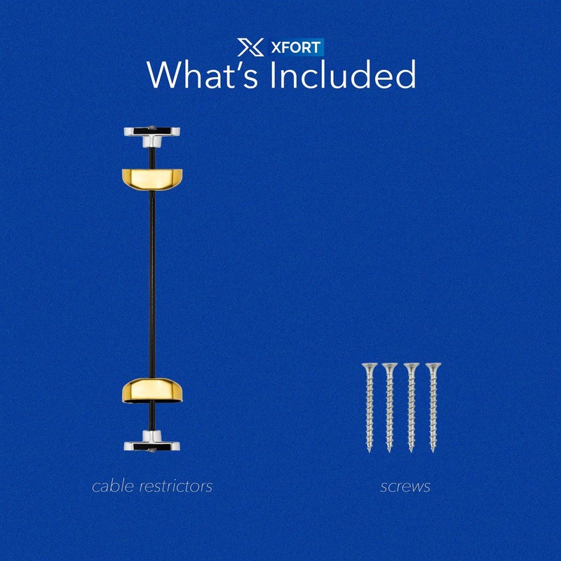 XFORT Viper Fixed Cable Window Restrictor in Polished Brass, Durable