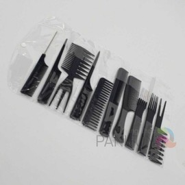 Barber Hair Parting Comb & Brush 10-Piece Set: Styling, Scalp, and Mini Brushes Long Hair Comb 2ea