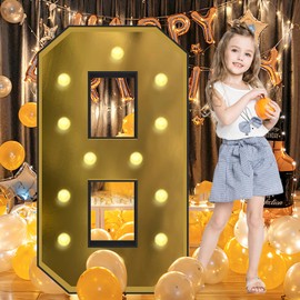 4FT Marquee Numbers, Light Up Numbers, Marquee Numbers 8, Black Gold Light Up Numbers for Party Decoration, Large Marquee Light Up Numbers can Be Used for Wedding, Birthday Party Decoration