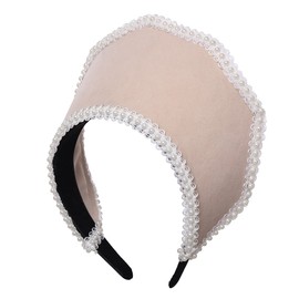 Renaissance Elizabethan Tudor Queen Royal Coronet Hooded Hat for Women Anne Boleyn Headband Victorian Headpiece (Beige)
