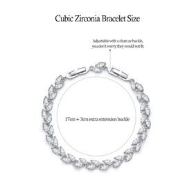 CERSLIMO Jewellery Set for Women - Adjustable Cubic Zirconia Bracelet Set | White Gold Plated Jewelry Womans Gift Sets for Wedding Party