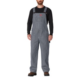 Dickies mens Hickory Striped Bib overalls and coveralls workwear apparel, Hickory Stripe, 34W x 32L US