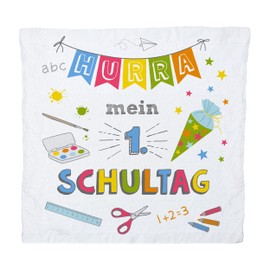 Annastore 6 x Magische Handtücher zur Einschulung 30 x 30 cm - Baumwolle - Magic Handtücher Hurra - Mein 1. Schultag - Gästetücher Einschulung - Geschenk zur Einschulung Größe 6 x