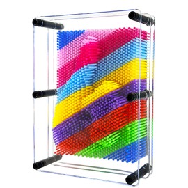 Sharkwill 3D Pin Art Intellectual Fun Toy Rainbow Plastic Pin Art Palm Board Push Pin Toy (Multi-6x8Inches)