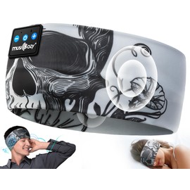 MUSICOZY Auriculares para dormir, diadema Bluetooth, auriculares inalámbricos para dormir, diadema deportiva de música de larga duración, altavoces delgados integrados, diseño de calaveras para dormir, correr YOG
