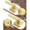 Tinewa 2 Pack Brushed Gold Entry Door Levers with Lock