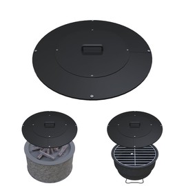 22" Round Fire Pit Lid Fits for Bonfire Pits up to 20", Metal Cover with Handle, All-Weather Resistance Outdoor Firepit Accessory, Smokeless Fire Pit Cover for Fire Tables