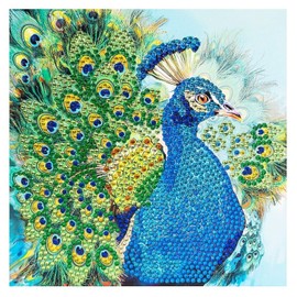 Ideen mit Herz Diamond Painting Greeting Card | Rhinestone Edition | 16 x 16 cm | 370 gsm | Includes Stones, Envelope & Tools (Peacock)