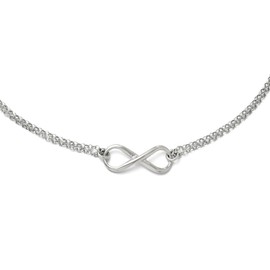 Solid 925 Sterling Silver Infinity Love Knot Symbol Symbol Pendant Necklace Charm Chain - with Secure Lobster Lock Clasp 18"