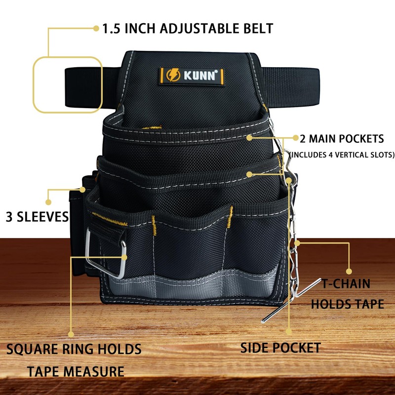 KUNN Electrician Tool Pouch,1680D Durable Tool Pouches with Belt Clip,Small