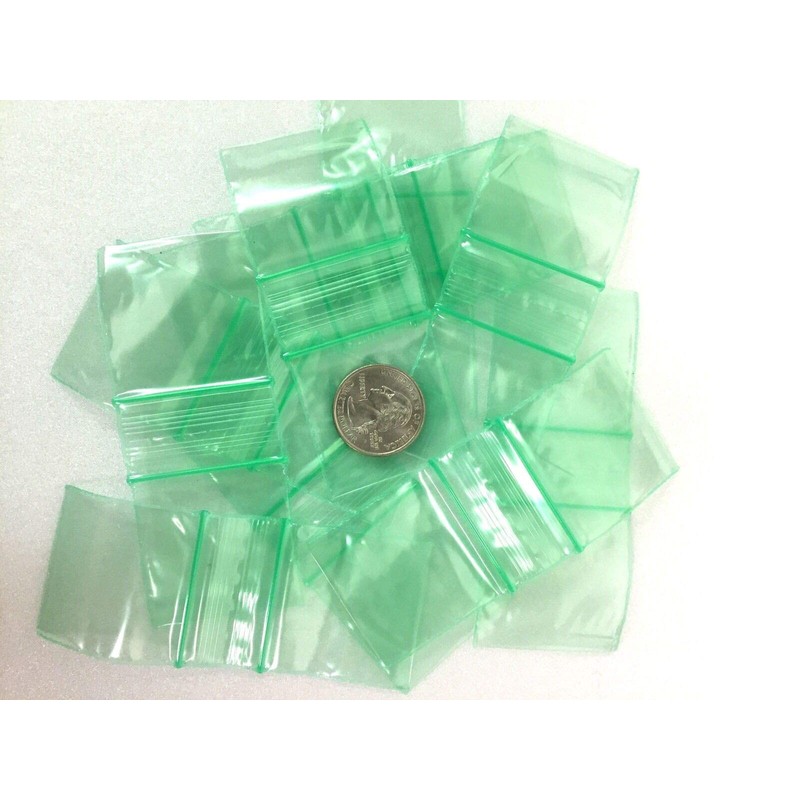 1515 (1.5"X1.5") Green Color Apple Brand Bags Mini ZipLock Baggies,