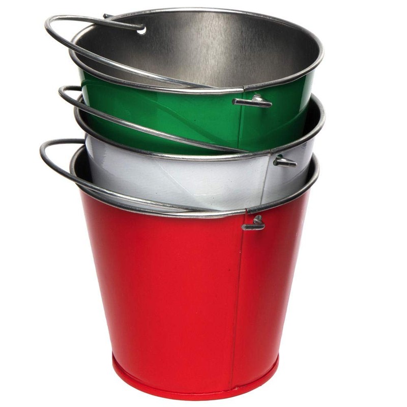 Baker Ross AX302 Mini Christmas Tin Bucket - Pack of