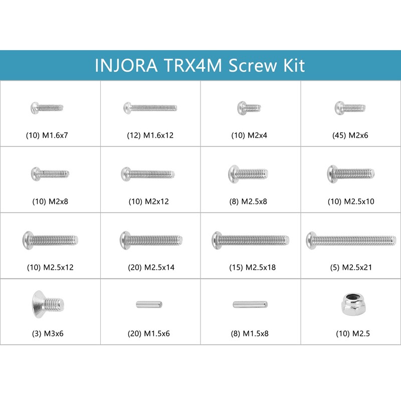 INJORA Screws Pins Nuts M1.6 M2 M2.5 Grade 12.9 Stainless
