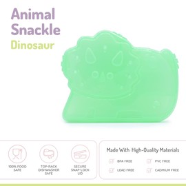 melii Animal Shaped Snackle Box - Divided Snack Container, Food Storage for Kids, Removable Dividers, Arts & Crafts, Beads, BPA-Free - Dinosaur